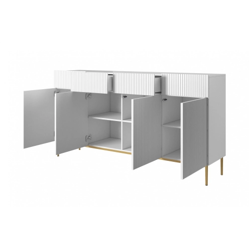 Komoda z szufladami Nicole 200 cm - biały mat / złote nóżki